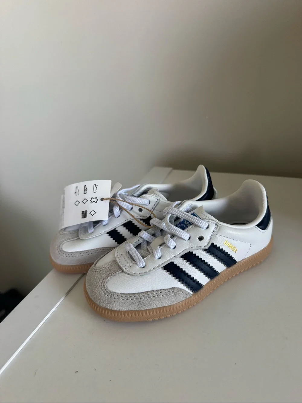 adidas Toddler White and Navy Samba Sneaker